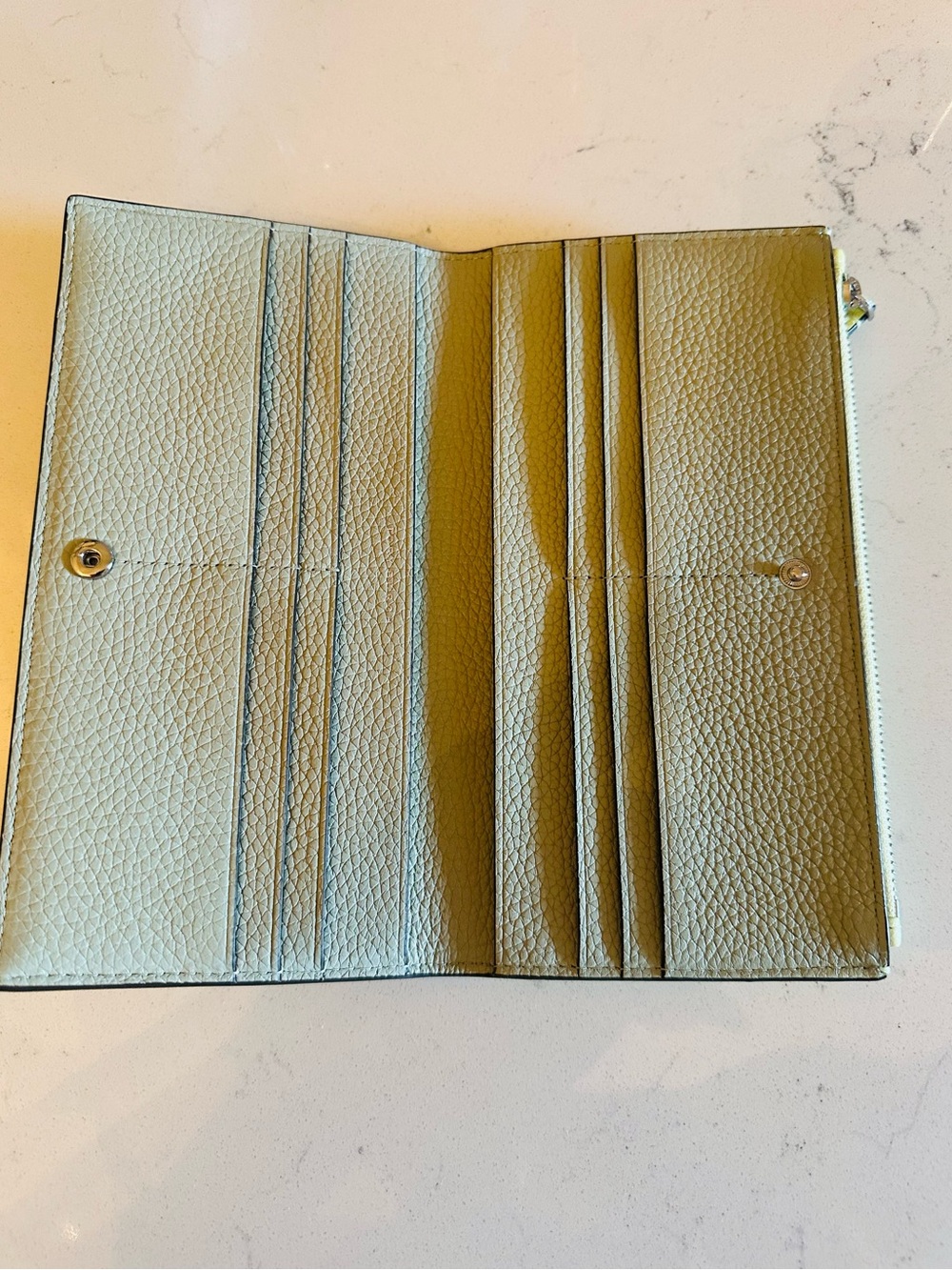 Tory Burch Lemon Yellow Pebbled Leather Zip Wallet - Picture 2 of 3